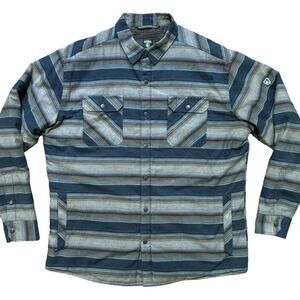 KUHL JoyRydr Shirt Jacket Shacket in Gray Blue Stripe MEN'S XL